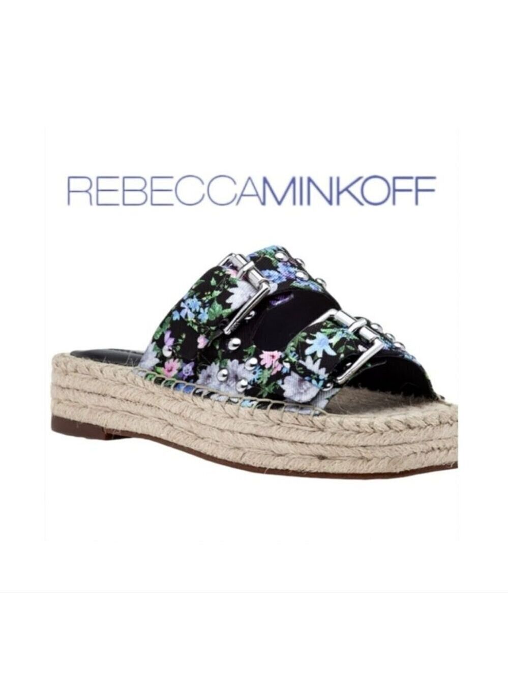 REBECCA MINKOFF | Jodi Espadrilles Sandals Black Flower Print Sz 7.5M